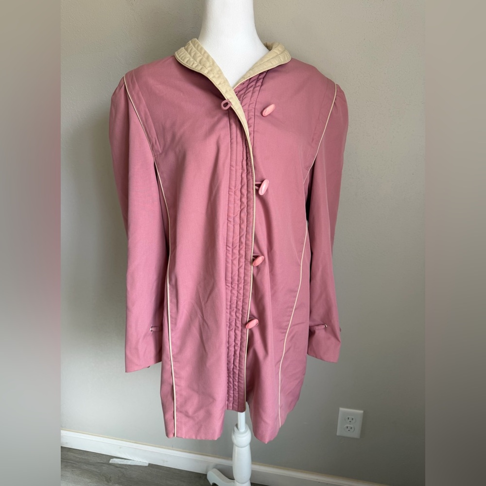 Ms. Freddi Pink Cream Button Up Peacoat Womens M Vintage 90s Grannycore